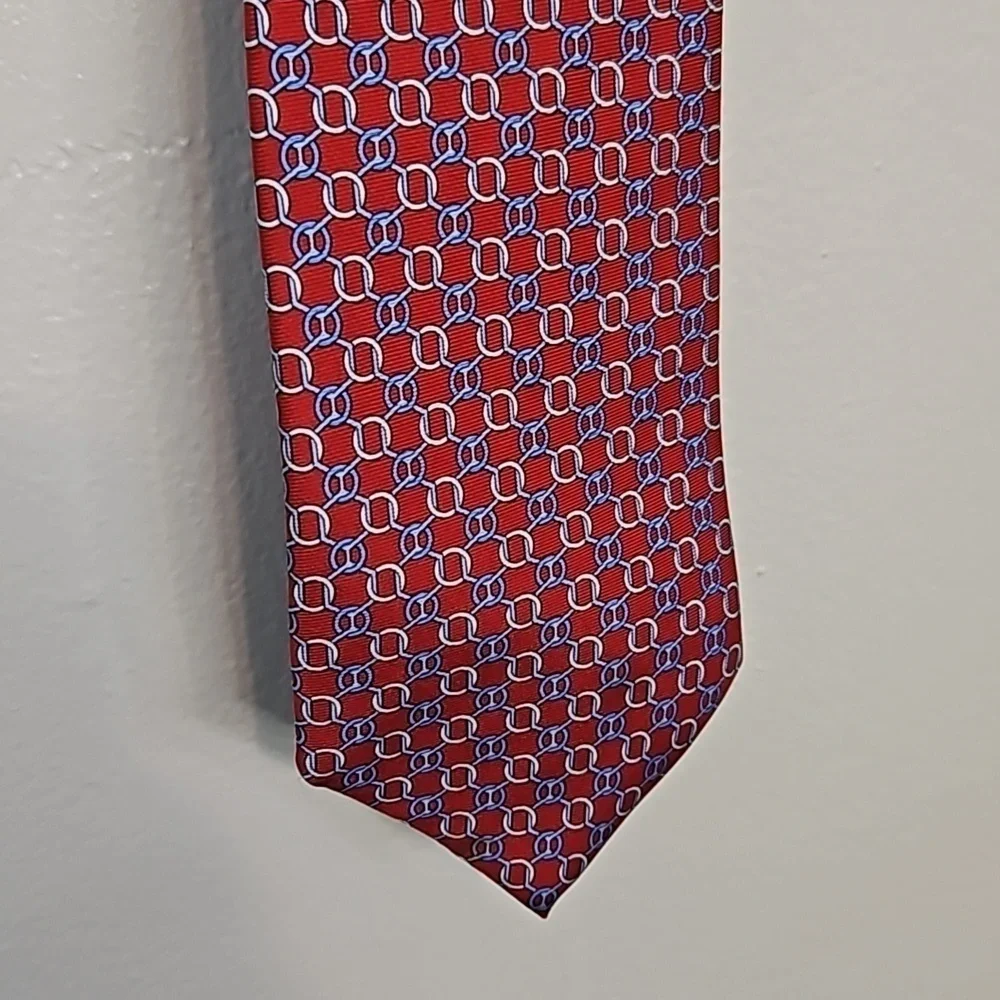 Brooks Brothers Red Geometric Print Silk Tie EUC